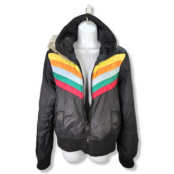 Jack by BB Dakota Multicolor Chevron Puffer Jacket - Picture 7 of 16